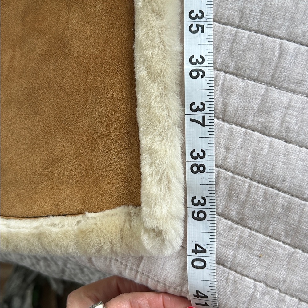 J. Crew faux suede tan cream soft Shearling boho western neck wrap scarf OS - Picture 4 of 9